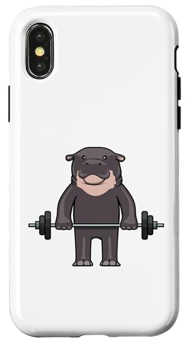 Hülle für iPhone X/XS Zwergflusspferd Fitnessstudio Wildtiere Tiere Bodybuilding von Niedliches Nilpferd Waldtier Zitate