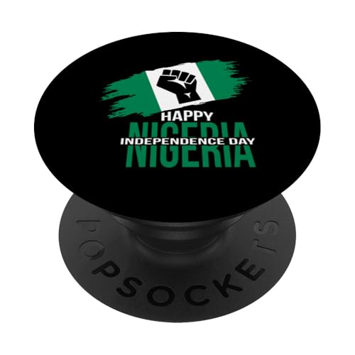 Happy Independence Day Love Nigeria mit nigerianischer Flagge PopSockets mit austauschbarem PopGrip von Nigeria Teez