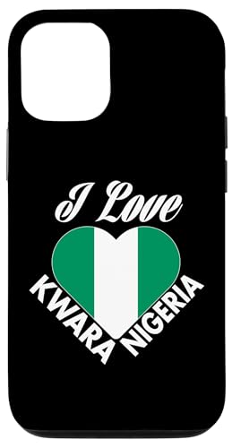 Hülle für iPhone 15 Ich liebe Kwara Nigeria mit nigerianischer Flagge in einem Herzen von Nigeria Teez