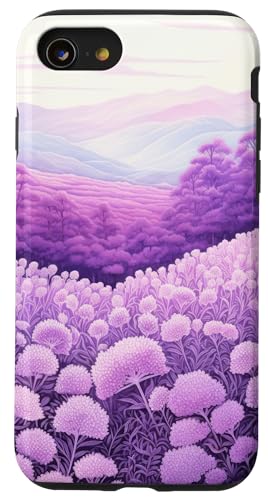 Hülle für iPhone SE (2020) / 7 / 8 Lila Blumenfeld Landschaften Lavendel im Freien von Night Sky Pattern Lover