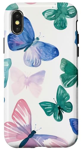 Hülle für iPhone X/XS Schmetterlingsmuster Wirbellose Malerei Blüte von Night Sky Pattern Lover