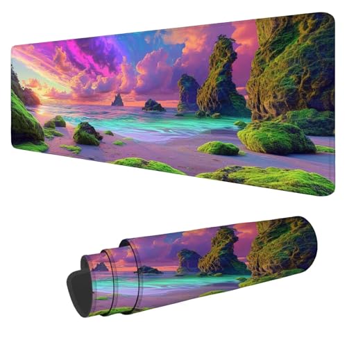 Mousepad 1200x600x3mm XXL Strand Gaming Mauspad Wolke Mouse Pad Groß Wasserdicht Glatte Oberfläche Schreibtischunterlage, mit Genähten Kanten Mauspads, für Büro und Zuhause Schreibtisch Geschenk N-409 von Nigsnxng