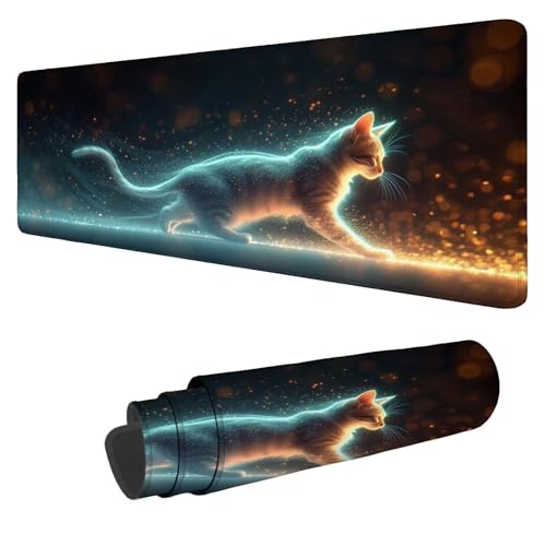 Mousepad 1200x600x3mm XXL Tier Gaming Mauspad Katze Mouse Pad Groß Wasserdicht Glatte Oberfläche Schreibtischunterlage, mit Genähten Kanten Mauspads, für Büro und Zuhause Schreibtisch Geschenk N-568 von Nigsnxng