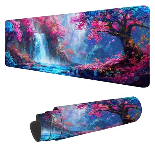 Mousepad 1200x600x3mm XXL Wald Gaming Mauspad Fallen Mouse Pad Groß Wasserdicht Glatte Oberfläche Schreibtischunterlage, mit Genähten Kanten Mauspads, für Büro und Zuhause Schreibtisch Geschenk N-588 von Nigsnxng