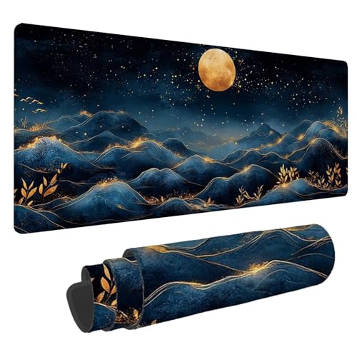 Mousepad 1600x800x3mm XXL Berg Gaming Mauspad Mond Mouse Pad Groß Wasserdicht Glatte Oberfläche Schreibtischunterlage, mit Genähten Kanten Mauspads, für Büro und Zuhause Schreibtisch Geschenk N-802 von Nigsnxng