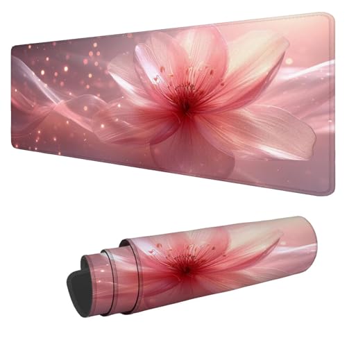 Mousepad 1600x800x3mm XXL Blumen Gaming Mauspad Rosa Mouse Pad Groß Wasserdicht Glatte Oberfläche Schreibtischunterlage, mit Genähten Kanten Mauspads, für Büro und Zuhause Schreibtisch Geschenk N-21 von Nigsnxng