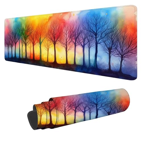 Mousepad 1600x800x3mm XXL Farbe Gaming Mauspad Baum Mouse Pad Groß Wasserdicht Glatte Oberfläche Schreibtischunterlage, mit Genähten Kanten Mauspads, für Büro und Zuhause Schreibtisch Geschenk N-530 von Nigsnxng