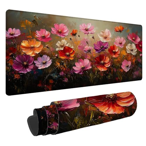 Mousepad 1600x800x3mm XXL Farbe Gaming Mauspad Blumen Mouse Pad Groß Wasserdicht Glatte Oberfläche Schreibtischunterlage, mit Genähten Kanten Mauspads, für Büro und Zuhause Schreibtisch Geschenk N-808 von Nigsnxng