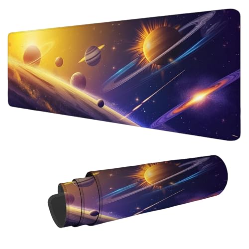 Mousepad 1600x800x3mm XXL Gelb Gaming Mauspad Sternenhimmel Mouse Pad Groß Wasserdicht Glatte Oberfläche Schreibtischunterlage Genähten Kanten Mauspads für Büro und Zuhause Schreibtisch Geschenk N-171 von Nigsnxng