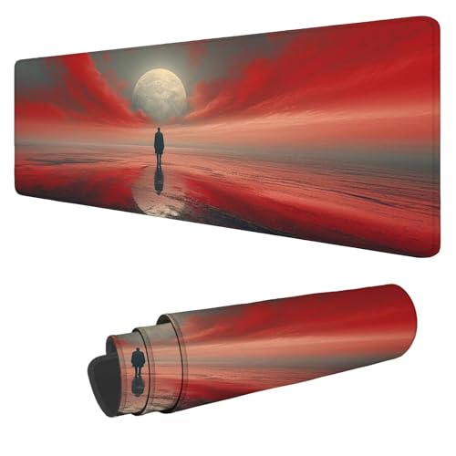 Mousepad 1600x800x3mm XXL Mann Gaming Mauspad Mond Mouse Pad Groß Wasserdicht Glatte Oberfläche Schreibtischunterlage, mit Genähten Kanten Mauspads, für Büro und Zuhause Schreibtisch Geschenk N-56 von Nigsnxng