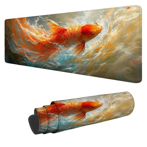 Mousepad 1600x800x3mm XXL Rot Gaming Mauspad Gelb Mouse Pad Groß Wasserdicht Glatte Oberfläche Schreibtischunterlage, mit Genähten Kanten Mauspads, für Büro und Zuhause Schreibtisch Geschenk N-336 von Nigsnxng