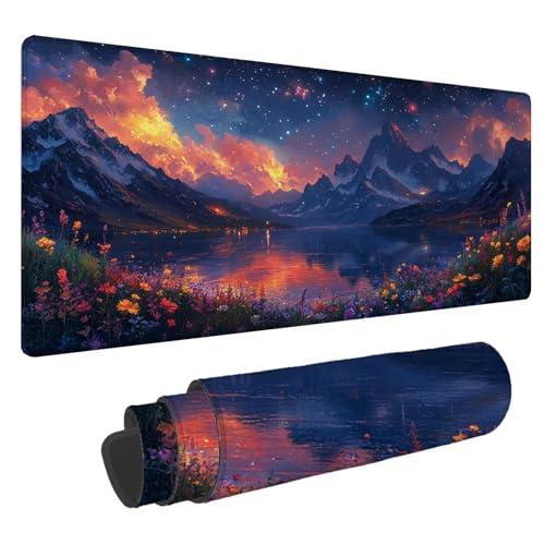 Mousepad 1600x800x3mm XXL Schlucht Gaming Mauspad Sternenhimmel Mouse Pad Groß Wasserdicht Glatte Oberfläche Schreibtischunterlage Genähten Kanten Mauspads für Büro und Zuhause Schreibtisch N-840 von Nigsnxng