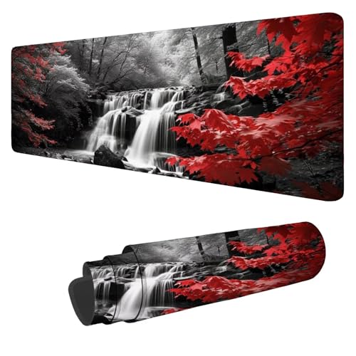 Mousepad 1600x800x3mm XXL Wald Gaming Mauspad Fallen Mouse Pad Groß Wasserdicht Glatte Oberfläche Schreibtischunterlage, mit Genähten Kanten Mauspads, für Büro und Zuhause Schreibtisch Geschenk N-403 von Nigsnxng