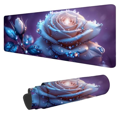 Mousepad 600x300x3mm XXL Rosa Gaming Mauspad Rose Mouse Pad Groß Wasserdicht Glatte Oberfläche Schreibtischunterlage, mit Genähten Kanten Mauspads, für Büro und Zuhause Schreibtisch Geschenk N-264 von Nigsnxng