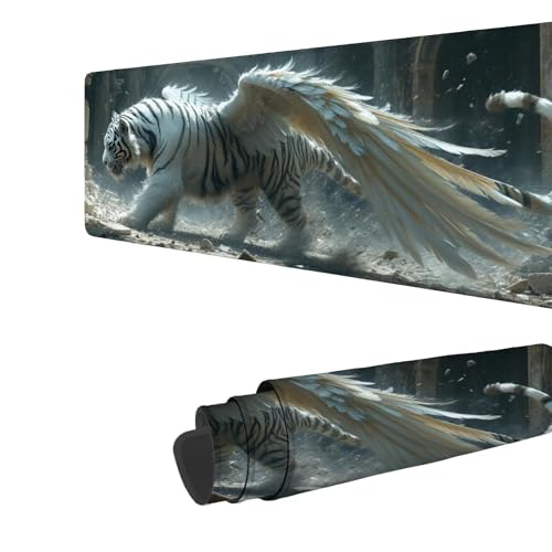 Tier Mauspad 1500x800x3mm Mousepad Groß, Tiger Schreibtischunterlage mit Anti-Rutsch Basis, XXL Gaming Mouse Pad Verbessert Präzision und Geschwindigkeit for Maus und Tastatur, für PC, Laptop N-71 von Nigsnxng