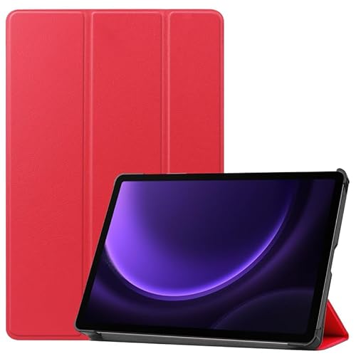 Für Samsung Galaxy Tab S9 FE 10,9 Zoll 2023 Hülle, Tablet Hülle für (SM-X510N/X516B) Trifold Stand Cover mit Stifthalter, Auto Sleep/Wake, Soft PU Leder Cover, Rot von Nikaque