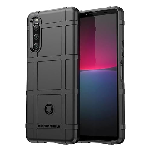 Nikaque Hülle für Sony Xperia 10V, Vollschutz Rugged Shield, Anti-Rutsch-Gitter-Textur, Luftkissen-Militär-stoßfest, weiche TPU-Stoßfänger-Handyhülle für Sony Xperia 10V, Schwarz von Nikaque