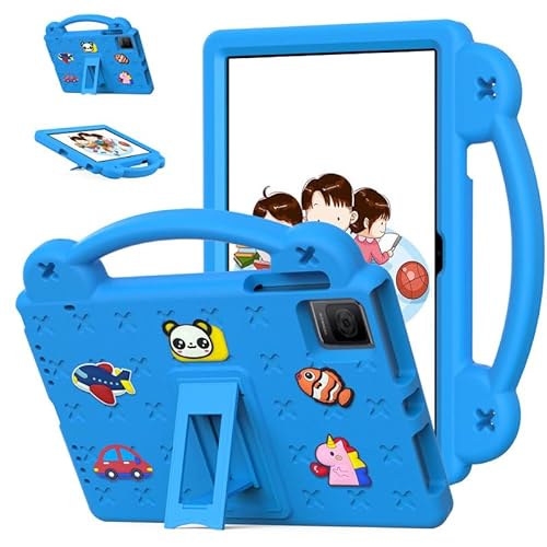 für TCL Tab 10 Gen 2 Kids Hülle 10.36 Zoll 2023, Tablet Hülle Kinder Freundlich, DIY Cute Design, Griff mit Ständer, EVA Leichte Schutzhülle Cover, Blau von Nikaque