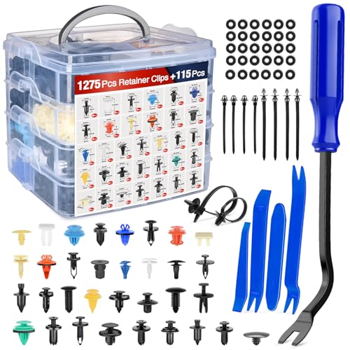 Nilight 1390-teiliges Auto-Halterungs-Clips, Auto-Befestigungs-Set, enthält 33 gängige Größen, Nylon, Stoßstangen-Nieten mit 1 Befestigungsentferner, 10 Kabelbinder für Toyota GM, Ford, Honda, Chevy von Nilight