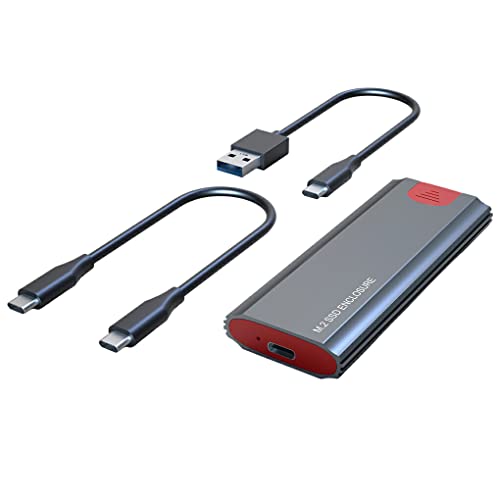 Nilioyul M.2 NVMe SSD Gehäuse, Aluminiumgehäuse, Gen2, 10 Gbit/s, HDD Box, leicht, USB 3.2, USB C, PCIe 3.0, Externe M2 Adapter Festplatte, Grau, mit Doppelkabel von Nilioyul