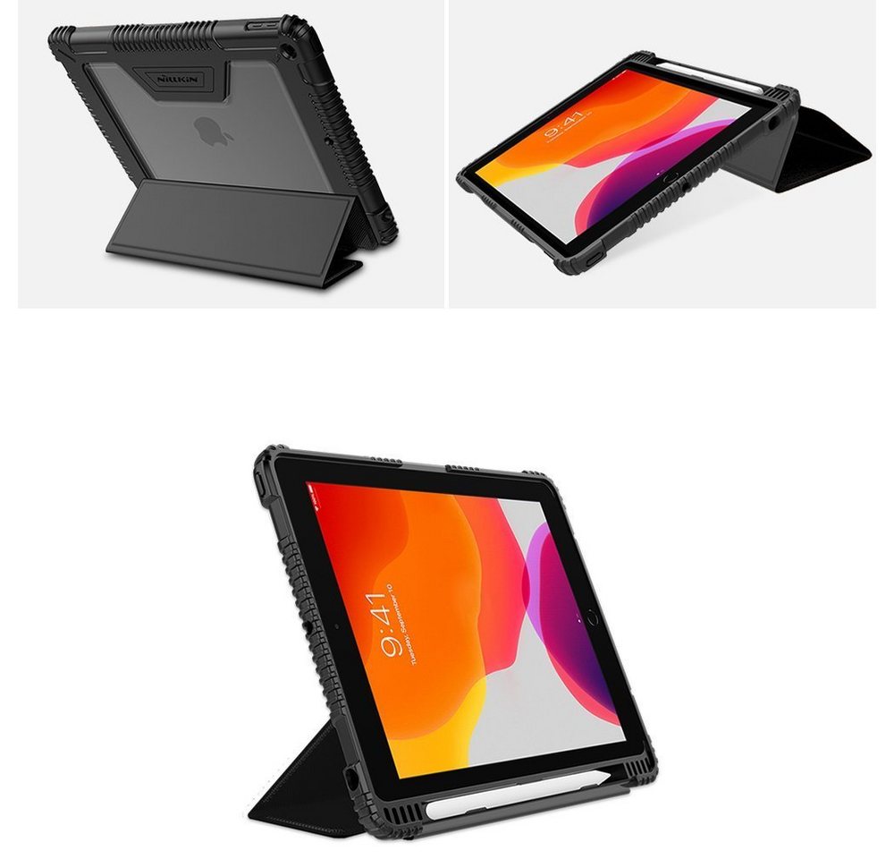 Nilkin Tablet-Hülle Nillkin Bumper für iPad 10.2" 2021 / 2020 / 2019 10,2 Zoll, Nillkin Bumper Leather Case Pro Gepanzertes Smart Cover mit Kameratasche und Ständer von Nilkin