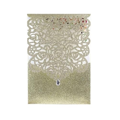 10 Stücke Glitzerpapier Hochzeitseinladungen Karte Spitze Diamant Benutzerdefinierte Taschengrußkarte Geburtstag Mariage Hochzeitsbevorzugung Dekoration(Only Gold 1 Cover) von Nilnyvda