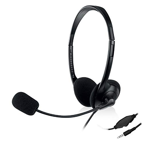 EWENT EW3567 Headset mit Mikrofon für Laptop PC iPhone Samsung Smartphone PS4 New X-Box Tablet PC iPad iPod MP3 4 Pin 3.5mm Jack für Kopfhörer und Mikrofon von Nilox