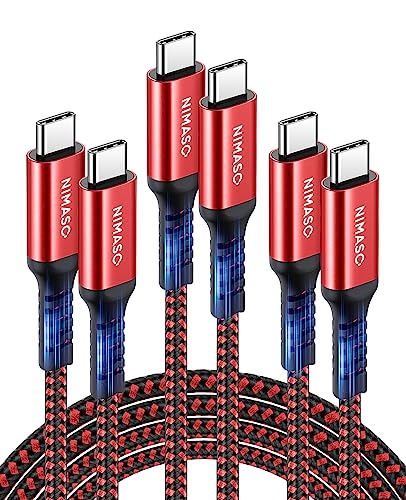 NIMASO USB C auf USB C Kabel [3-Pack/0.3M+1M+2M],USB Typ C PD Ladekabel 60W 20V/3A für Galaxy S21/S21+/S20/S10/S9,Note 10,Huawei P30,Google Pixel 3a/3a XL,iPad Pro 2021/2020/2018,MacBook,Dell XPS 15 von Nimaso