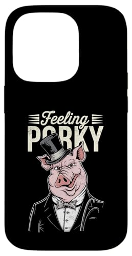 Hülle für iPhone 14 Pro Feeling Porky Lustiges Schweineschwein von Nineblack