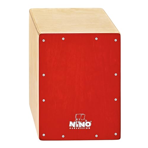 Nino Percussion Cajon Kinder Instrument - Trommelkiste für Kinder ab 4 Jahren - Musikinstrument - Schlagfläche Baltische Birke, Rot (NINO950R) von Nino Percussion