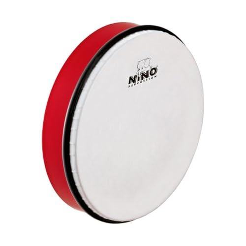 Nino Percussion Hand Drum Instrument - Große Handtrommel für Kinder ab 5 Jahren - Durchmesser 10 Zoll (ca. 25 cm) - Kunststoff, Rot (NINO5R) von Nino Percussion