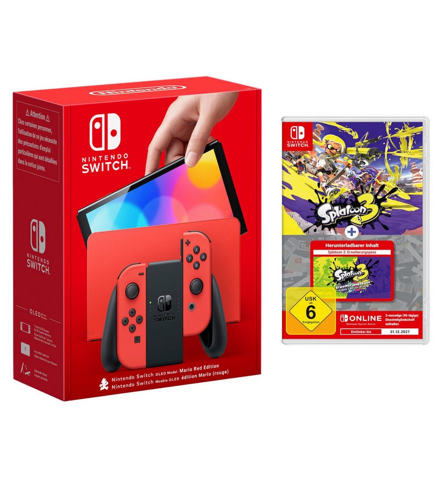 Nintendo Switch OLED Mario Red Edition inkl. Splatoon 3 & 3 Monate NSO von Nintendo Switch