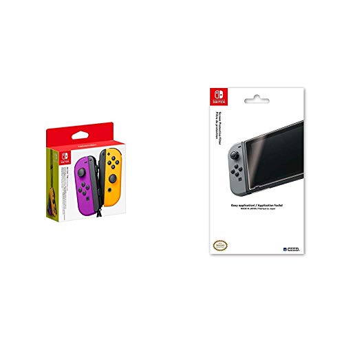 Nintendo Joy-Con 2er-Set, neon-lila/neon-orange & HORI Switch Displayschutzfolie [Nintendo Switch] von Nintendo