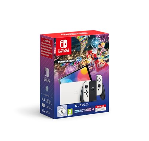 Nintendo Switch™ – OLED-Modell (weiß) + Mario Kart 8 Deluxe Switch Online – 12-monatige (365-tägige) Einzelmitgliedschaf von Nintendo