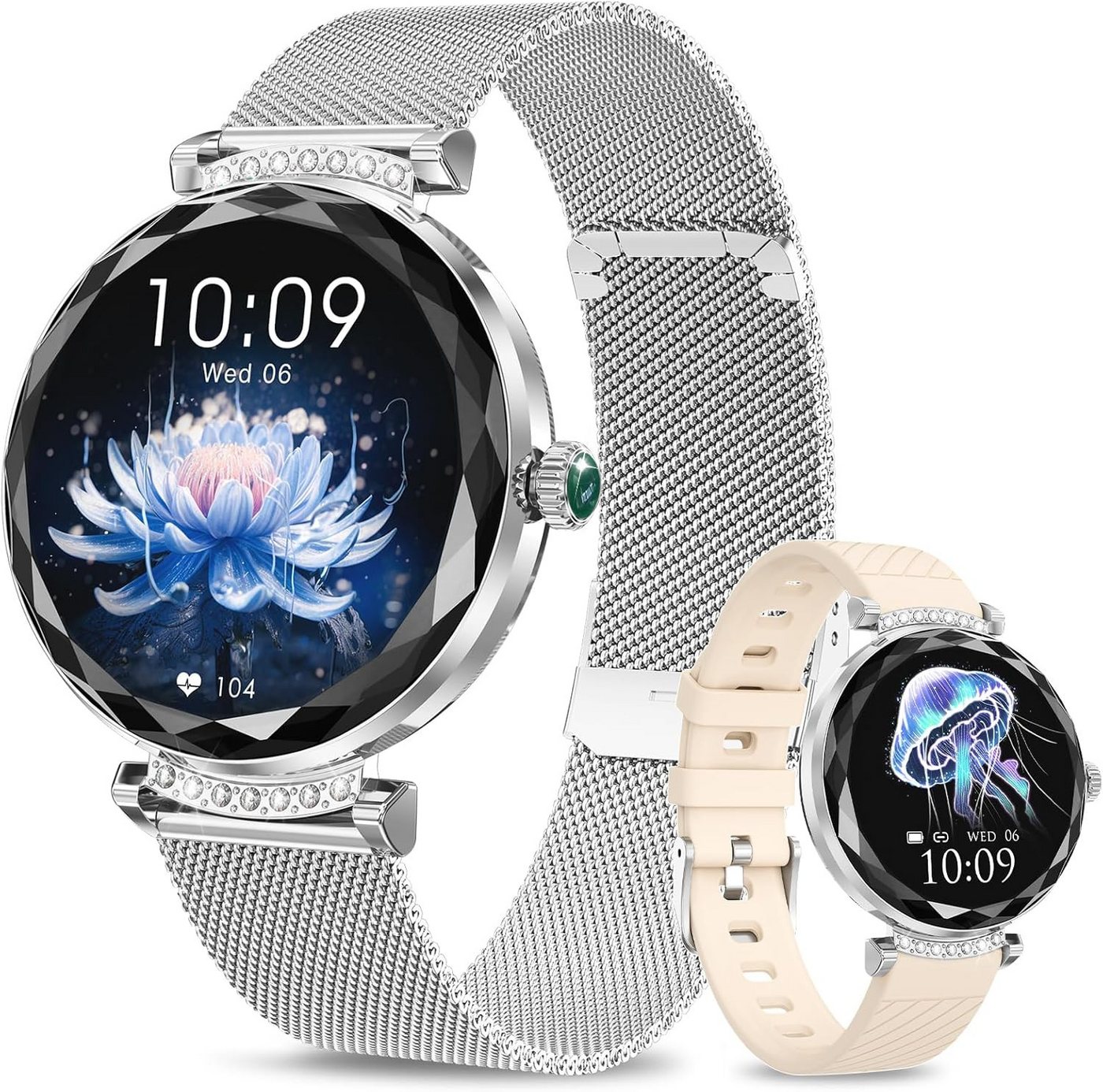 Niolina Anpassbare Zifferblätter, Smartwatch (1,19 Zoll, Android, iOS), mit Telefonfunktion, IP68 mit Pulsuhr SpO2 Schlafmonitor 120+ Sport von Niolina