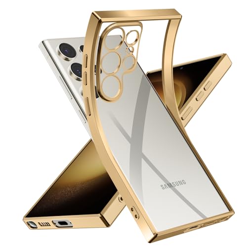 Niphabe Handyhülle für Samsung Galaxy S23 Ultra Hülle, Niemals Gelb Ultra Dünn Crystal Clear Schutzhülle Weiches Silikon Stoßfest Case Kompatibel mit Samsung Galaxy S23 Ultra 5G 6.8''-Gold von Niphabe