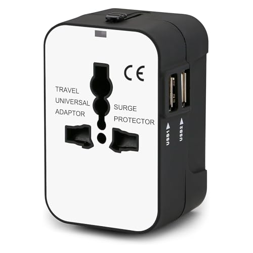 Reiseadapter Weltweit, Reisestecker Adapter Weltweit Internationaler Stecker Adapter mit 2 USB, Universal Travel Adapter Worldwide Steckdosenadapter Weltweit für USA UK EU AUS England Thailand Japan von Nipow