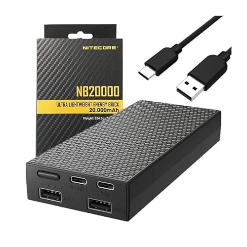 Nitecore NB20000 Ultraleichte und schlanke Schnelllade-Multi-Port-USB-C-Powerbank, 20.000 mAh, LifeMods gebündelt für Handys, Taschenlampen, Scheinwerfer und Camping von Nitecore