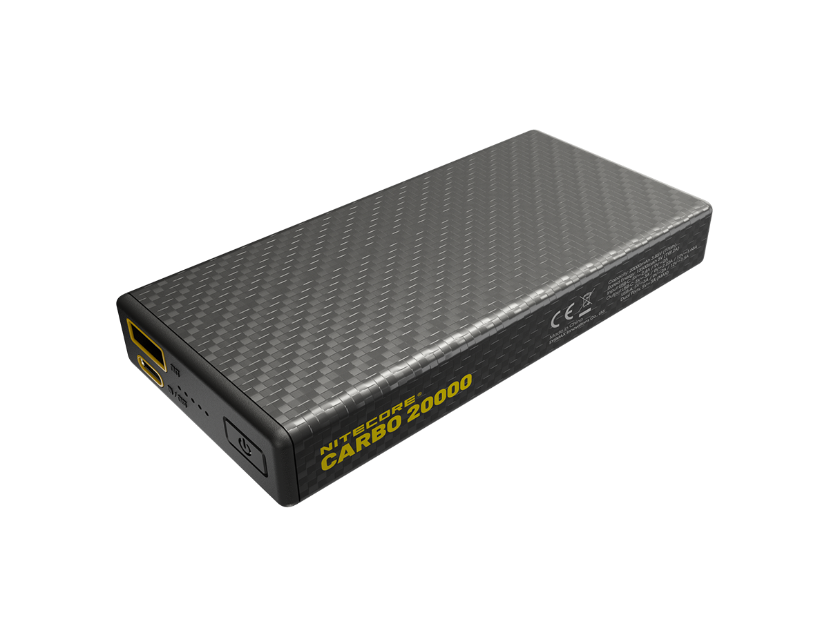 Nitecore Powerbank CARBO20000 mit 20.000mAh, Kohlefaser-Gehäuse, extrem robuste und zugleich ultraleichte Powerbank von Nitecore