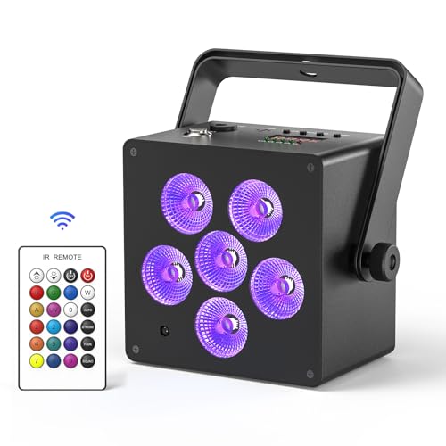 Nitehop Wiederaufladbare RGBWA+UV-LED-Bühnenlichter, 60 W 5500 mAh Akku LED-Par-Scheinwerfer mit Fernbedienung, DMX klangaktivierte kabellose Uplights für DJ, Disco, Party, Hochzeit, Konzert von Nitehop