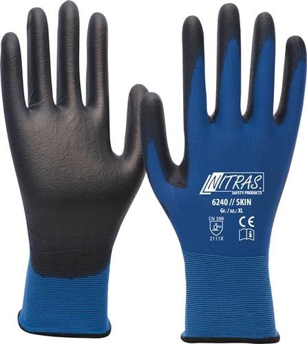 Nitras Handschuhe Skin Gr.10 blau/schwarz EN 388 PSA II 6240-10 von Nitras