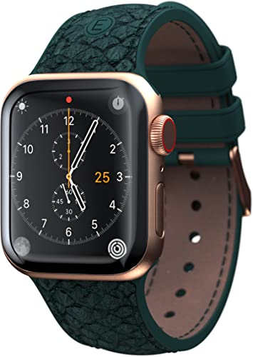Njord Collections Apple Watch Ultra Armband - 44/45mm - Hochwertiges Smartwatch-Armband aus lachsfarbenem Leder - Komfortables Design - Strapazierfähiges Material - Grün von Njord Collections