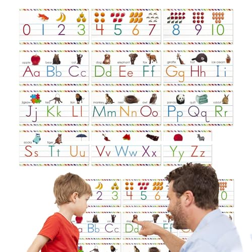 Nlrlo Alphabet-Pinnwand, Klassenzimmer-Alphabet – Zahlen-Poster-Tafel, Display-Set, Alphabet-Wanddekoration, interaktives Alphabet-Wandtafel, frühes Lernen von Alphabet-Karten von Nlrlo