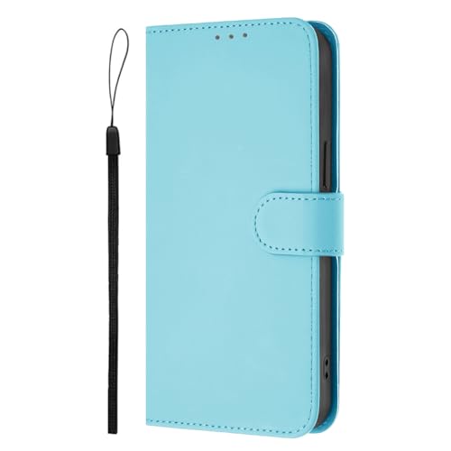 Nodigao Kompatibel für Oppo A40 / Oppo A40M / Oppo A60 5G Leder Hülle Magnetisch Kickstand mit Kartenfach Einfarbig Muster Motiv Design Hüllen Handyhülle Book Wallet Tasche Case - Bleu ciel von Nodigao