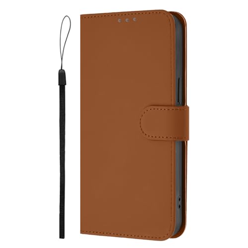 Nodigao Kompatibel für Oppo Reno 12 F/Oppo Reno 12 FS 5G Leder Hülle Magnetisch Kickstand mit Kartenfach Einfarbig Muster Motiv Design Hüllen Handyhülle Book Wallet Tasche Case - Brown von Nodigao