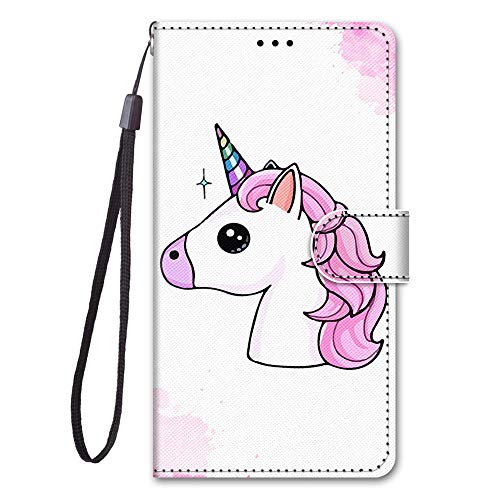 Nodigao Kompatibel für Xiaomi Redmi 13 4G 5G Leder Hülle Magnetisch Kickstand mit Kartenfach Tier Muster Motiv Lustig Design Hüllen Handyhülle Tasche Case - Einhorn B von Nodigao