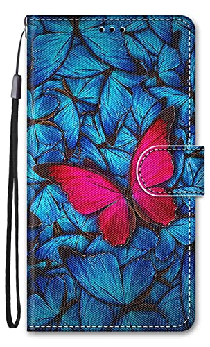 Nodigao für Samsung Galaxy A56 5G Hülle Leder Magnetisch Kickstand mit Kartenfach Tier Muster Motiv Book Flip Hüllen Handyhülle Tasche Case - Schmetterling von Nodigao