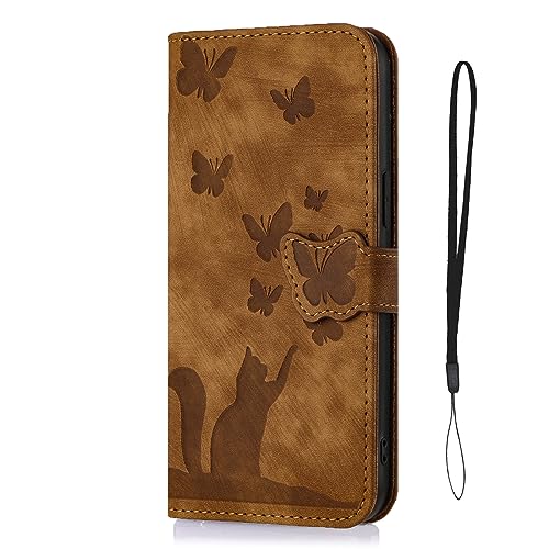 Nodigo-EU Kompatibel für Samsung Galaxy A13 4G 5G Leder Hülle Katze Magnetisch Kickstand mit Kartenfach Muster Motiv Design Hüllen Handyhülle Book Wallet Tasche Case - Braun A von Nodigo-EU