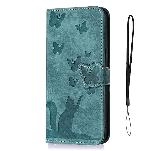 Nodigo-EU Kompatibel für Xiaomi Redmi Note 13 5G Leder Hülle Katze Magnetisch Kickstand mit Kartenfach Muster Motiv Design Hüllen Handyhülle Book Wallet Tasche Case - Grün A von Nodigo-EU