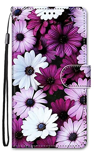 Nodigo-EU für Samsung Galaxy S24 5G Hülle Leder Magnetisch Kickstand mit Kartenfach 360 Grad Tier Muster Motiv Lustig Design Book Flip Hüllen Handyhülle Tasche Case - Gänseblümchen von Nodigo-EU